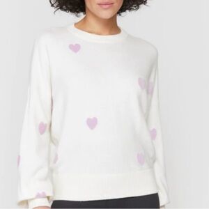 Spiritual Gangster White Sweater with Pink Hearts